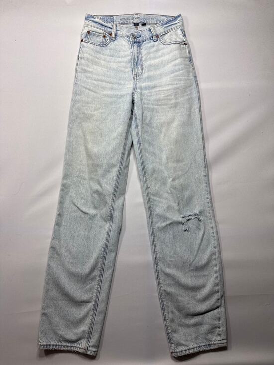American Eagle Outfitters Denim - American Eagle Women's Highest Rise Baggy Straight Leg Jeans - Size 0 (27x31.5)